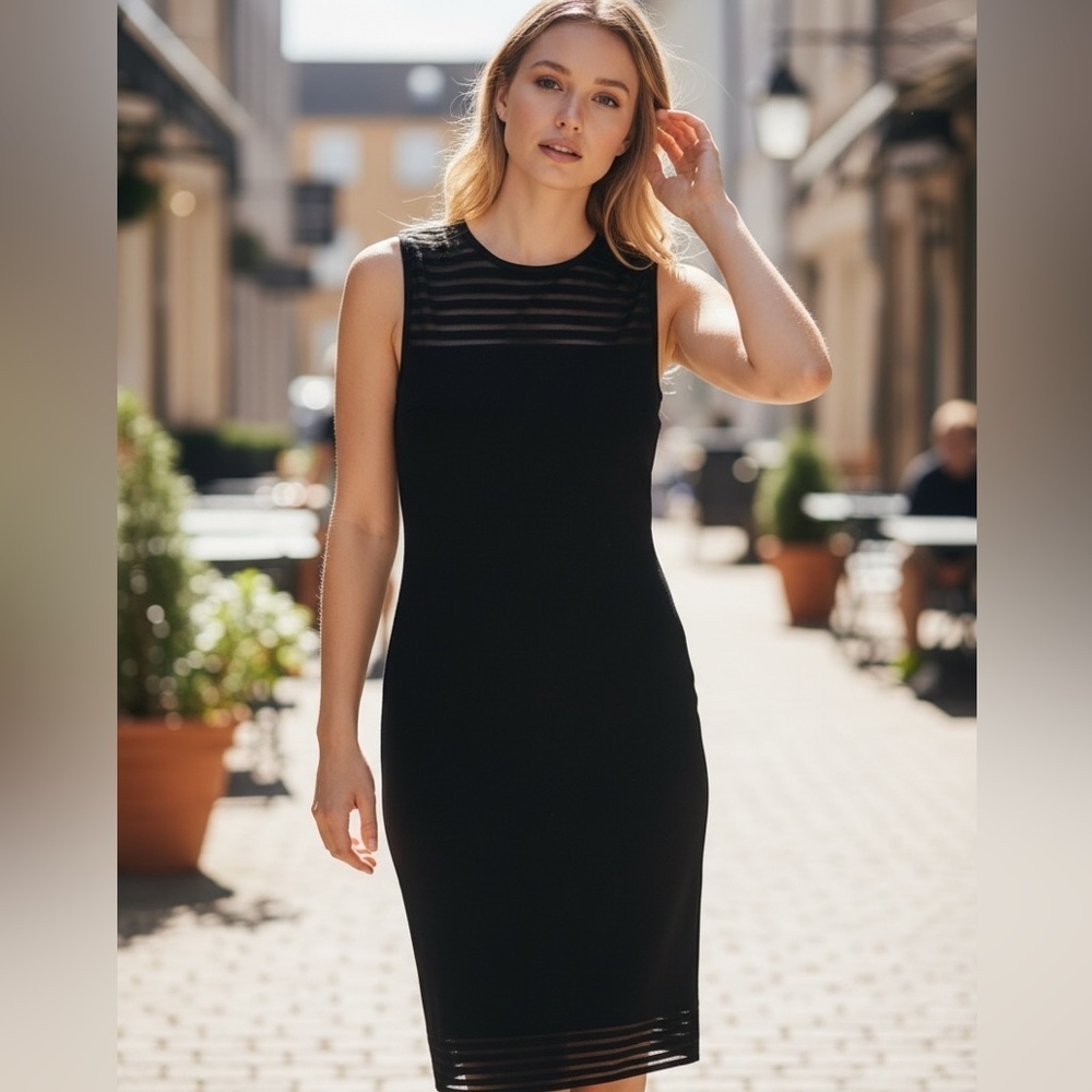 Eliza J Black Sleeveless Midi Dress - Office Chic -Size Large